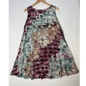 VNTG What's In Store Made In Indonesia Tie Dye Batik Fish Swing Dress Beach